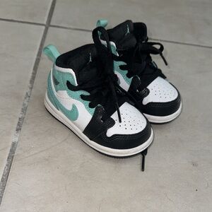 Turquoise white and black Jordan one 4C